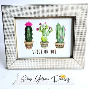 5x7 Stuck On You Cactus Print Frame Gold Letters Glass Sheffield Homes - M882.1‎